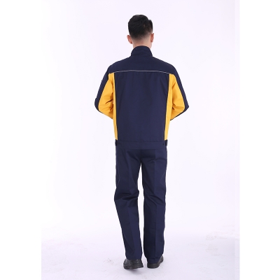蓝装AUGER春秋工作服LZGZ104长袖工装劳保服套装 藏蓝黄色160-190