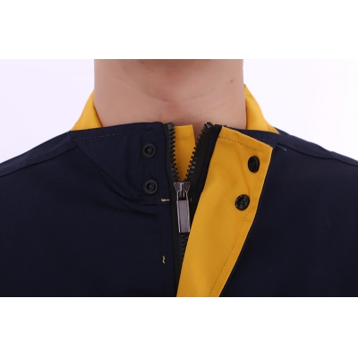 蓝装AUGER春秋工作服LZGZ104长袖工装劳保服套装 藏蓝黄色160-190