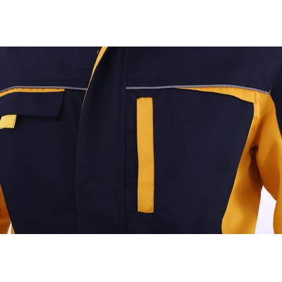 蓝装AUGER春秋工作服LZGZ104长袖工装劳保服套装 藏蓝黄色160-190