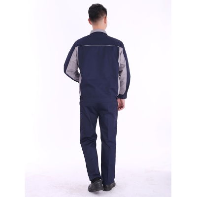 蓝装AUGER春秋工作服LZGZ104长袖工装劳保服套装 藏蓝灰色160-190