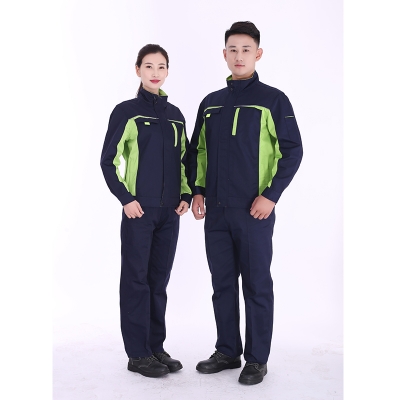 蓝装AUGER春秋工作服LZGZ104长袖工装劳保服套装 藏蓝绿色160-190