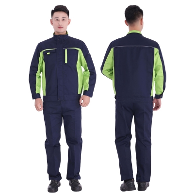 蓝装AUGER春秋工作服LZGZ104长袖工装劳保服套装 藏蓝绿色160-190