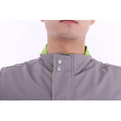 蓝装AUGER春秋工作服LZGZ104长袖工装劳保服套装 灰果绿色160-190