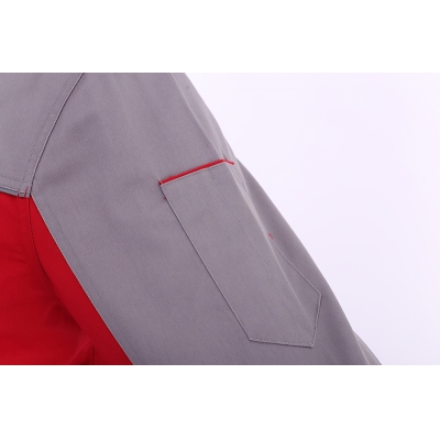 蓝装AUGER春秋工作服LZGZ104长袖工装劳保服套装 灰红色160-190