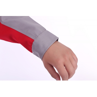 蓝装AUGER春秋工作服LZGZ104长袖工装劳保服套装 灰红色160-190