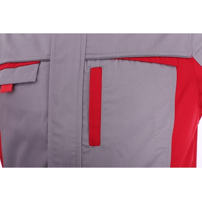 蓝装AUGER春秋工作服LZGZ104长袖工装劳保服套装 灰红色160-190