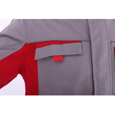 蓝装AUGER春秋工作服LZGZ104长袖工装劳保服套装 灰红色160-190