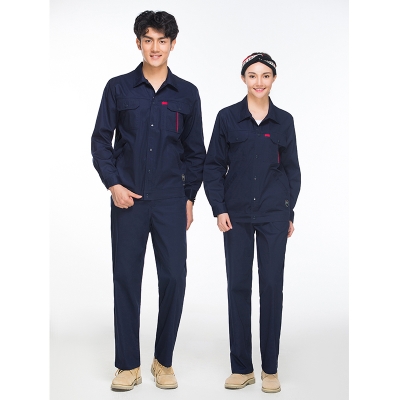 蓝装AUGER夏季工作服LZGZ219长袖工装劳保服套装155-190
