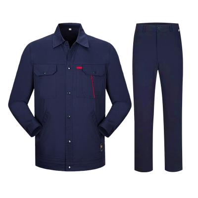 蓝装AUGER夏季工作服LZGZ219长袖工装劳保服套装155-190