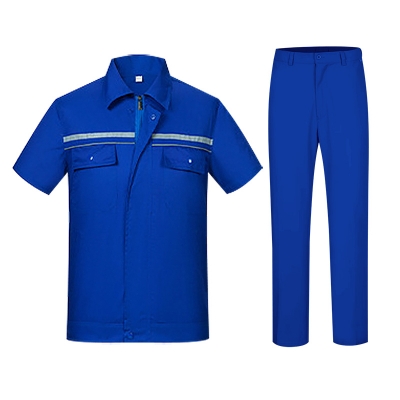 蓝装AUGER夏季工作服LZGZ306短袖工装劳保服套装160-190