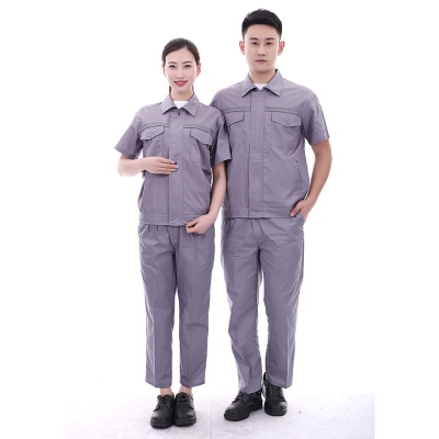 蓝装AUGER夏季工作服LZGZ306短袖工装劳保服套装160-190