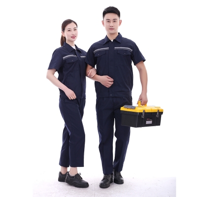 蓝装AUGER夏季工作服LZGZ306短袖工装劳保服套装160-190