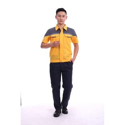 蓝装AUGER短袖夏季工作服LZGZ318工装劳保服套装160-190