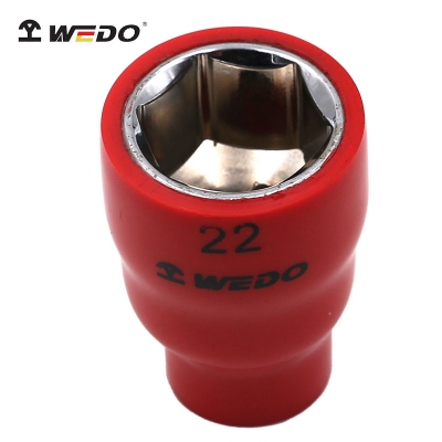维度WEDO钢制绝缘浸塑套筒头C=3/8" IN535A 耐压1KV 规格8mm~20mm