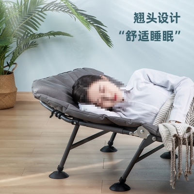得力33317折叠床(灰)三折收纳 椅背5档可调 加粗圆管支架
