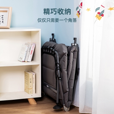 得力33317折叠床(灰)三折收纳 椅背5档可调 加粗圆管支架