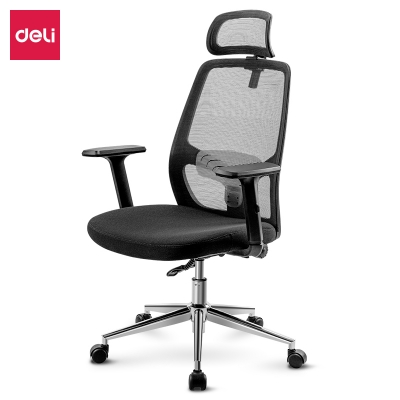 得力33564S办公椅(黑)升降转椅 耐磨防滑透气网布员工椅 简约款