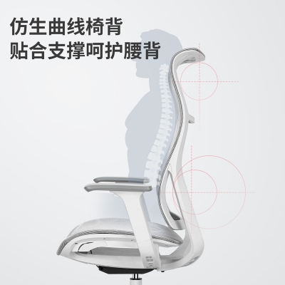 得力91005主管椅(白色)网面升降转椅职员椅可后仰 莱特三级气杆