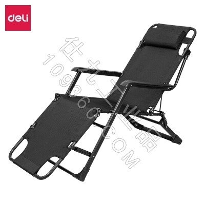 得力87141网布折叠椅(黑)办公躺椅 耐磨防滑透气员工椅 两个装