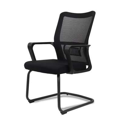 得力91204会客椅(黑色和灰色)网面椅职员椅网布办公椅 两个装