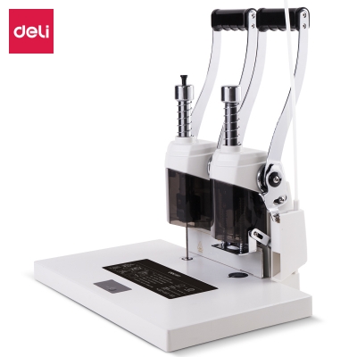 得力3877A手动财务凭证装订机(白) 双手柄 38mm装订厚度5.2mm大孔