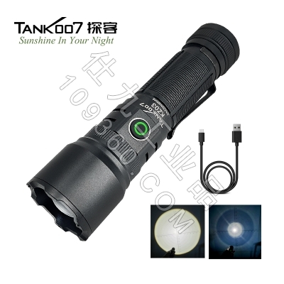探客KZ03CN户外调焦强光手电 聚光远射大功率便携充电式防摔电筒